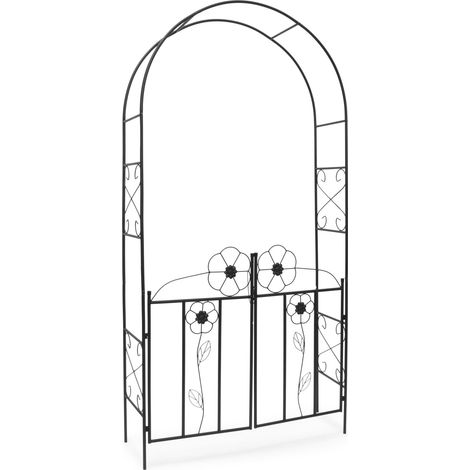 Arche à rosiers décorative jardin 200 x 120 x 40 cm en fer époxy noir (1/4)