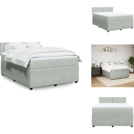 Sommier à lattes de lit et matelas Gris clair 140x190cm Velours - Sommier À Lattes De Lit - Sommiers À Lattes De Lit - Lit - Meuble De Chambre À Coucher (1/5)