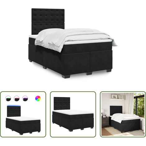 Matelas à ressorts ensachés - Sommier à lattes de lit avec matelas noir 120x190 cm velours (1/5)