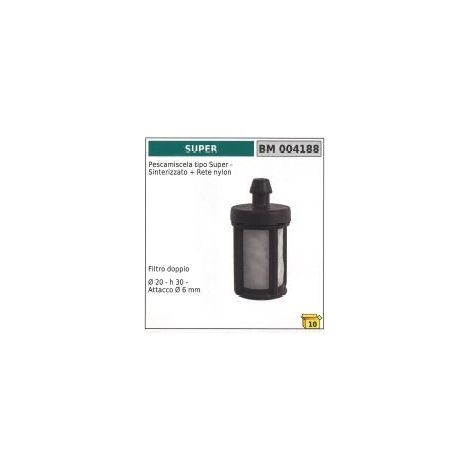 Pescamiscela con filtro doppio tipo SUPER sinterizzato e rete in nylon  004188