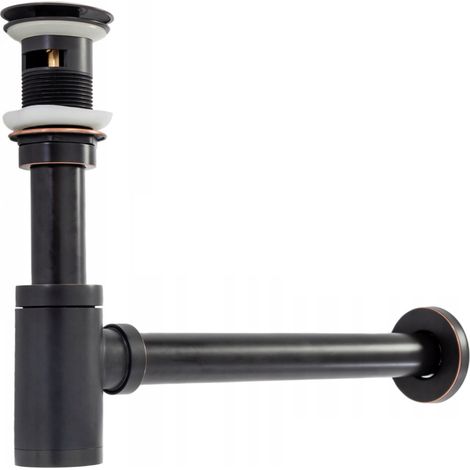 Sifone per lavabo Click-clack senza troppopieno e tappo da 5/4", nero spazzolato (1/4)