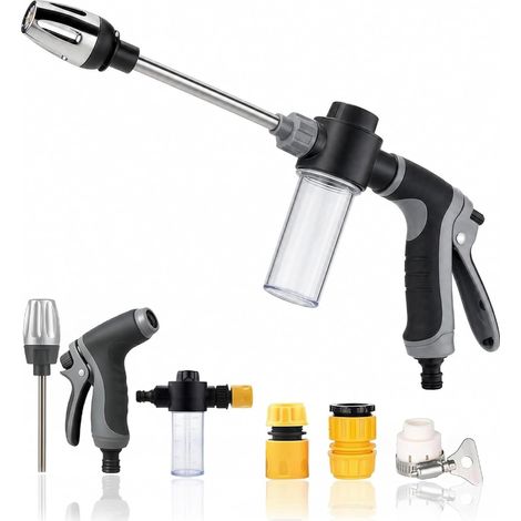 High Pressure Cleaning Gun, High Pressure Watering Gun, High Pressure Hose Head with 3 Metal Connectors, for Garden Watering, Car Washing (1/5)