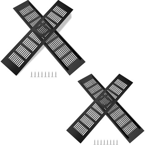 Grille de ventilation, Grille de ventilation en aluminium pour la ventilation des placards et des pièces, 35x8cm, noir 4 pièces (1/5)