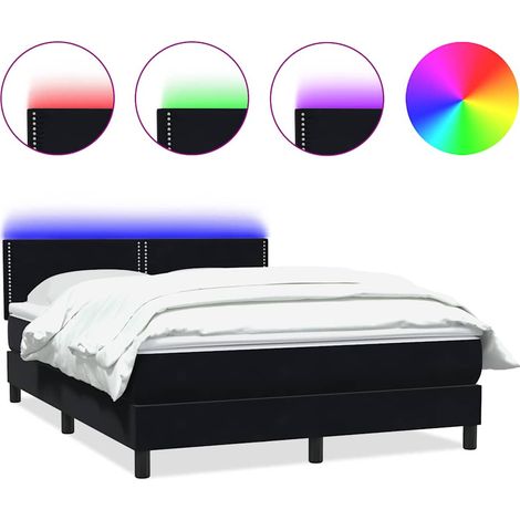 Maison Exclusive - Letto a Molle con Materasso e LED Nero 160x210 cm in Velluto