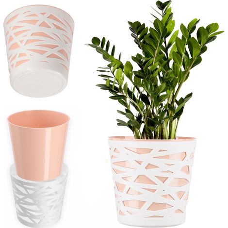 KADAX Blumentopf aus Kunststoff, Pflanztopf, rund, 13 cm, Pfirsichfarben