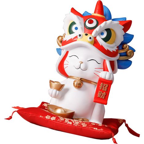 Figurine de chat porte-bonheur, tirelire chat porte-bonheur, décoration pour magasin ou bureau, blanc (1/5)