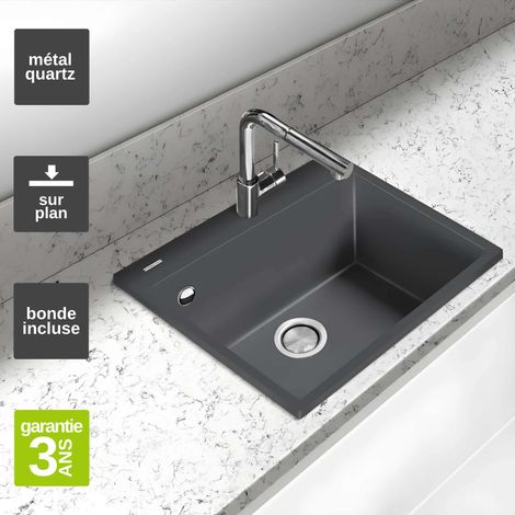 Évier à encastrer 1 Cuve 69x40x20cm - Quartz Concrete - Quadra SE FRÉCAN (1/4)