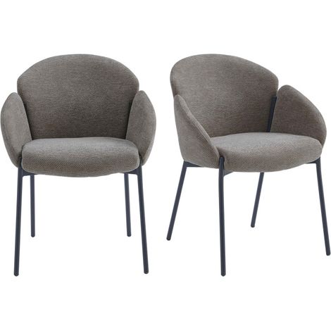 ANAIS-Lot de 6 Chaises en Velours Taupe et métal noir (1/5)