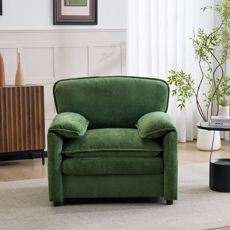 Canapé simple rétro vert de forme simple et sac de rangement double sur le côté,adapté aux petits salons,balcons,bureaux,chambres et autres pièces (1/5)