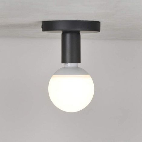 E27 Douille d'Ampoule en Métal E27 Douille de Lampe Support Base pour Lampe Support Douille E27 Murale Plafonnier Lampe de plafond pour Couloir Chambre Café Cuisine Salon étude,Noir (1/4)