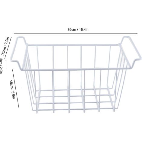 Ortviai Panier de rangement en fil métallique pour congélateur – 2 unités, 39 x 20 x 20 cm, poignées intégrées (1/4)