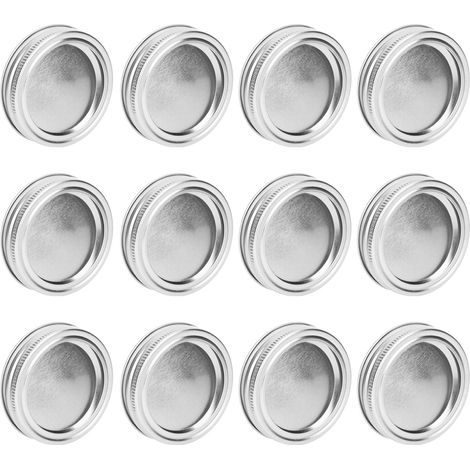 12 Stück 70 mm runde, geteilte Deckel für Einmachgläser mit normaler Öffnung, geeignet für Gewürze und Honig (XH00177 Silber) (1/5)