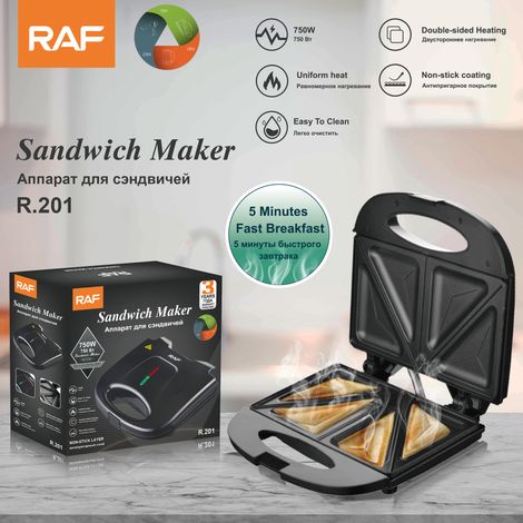 Elektro-Toaster mit Antihaftbeschichtung für Paninis, kompaktes Design, Panini-Maker, Toaster, Kochplatte für die Arbeitsplatte (dreieckige Platte) - 201