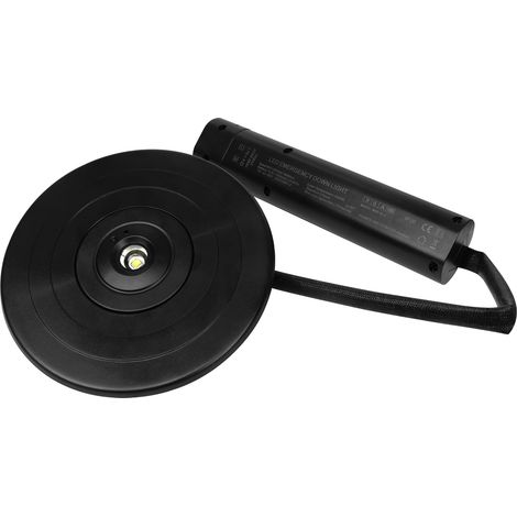 LED Notfall Downlight 3W Autonomie 3 Stunden Schwarz 130 mm