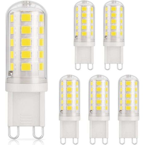 UlisemAmpoule LED G9 3W, 430LM, équivalen 40W halogène, Blanc chaud 3000K, 220-240V, CRI 85, NON-Dimmable, Économie d'énergie, Base en céramique, Culot G9 Standard, Lot de 6 (1/4)