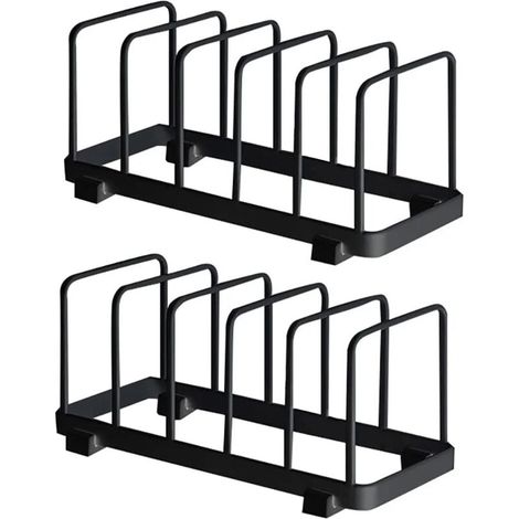 Ulisem Organizer per piatti, scolapiatti, scolapiatti, organizer per ripiani per piatti, porta taglieri per pensili da cucina (nero, 2 pezzi) (1/4)