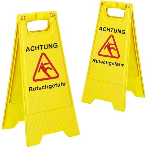 Lot de 2 panneaux d'avertissement lisses - 44,5 x 26 cm - Pliable - Inscriptible des deux côtés (1/5)