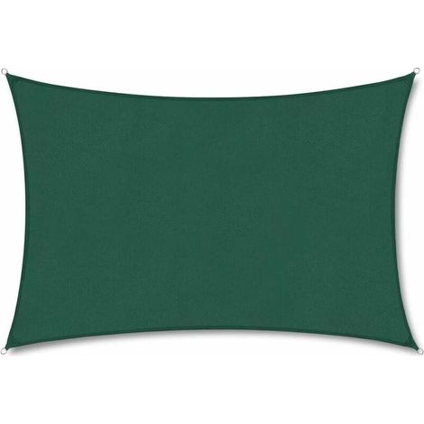 Voile d'ombrage rectangulaire,2x3m, imperméable, anti-UV, imperméable et respirante，Vert foncé