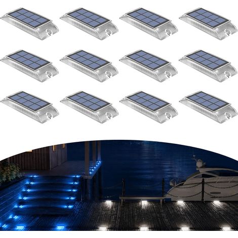 Lampes Solaires Extérieures au Sol Lot de 12, LED 2-en-1 Bleu & Blanc Froid, Éclairage Solaire Extérieur Étanche pour Jardin, Chemin, Escalier, Terrasse, Allée, Piscine et Patio (1/5)