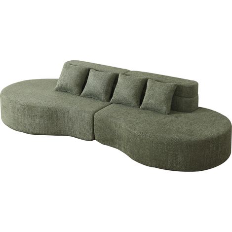 Sofá modular de espuma 310 cm, 2 piezas, desenfundable y lavable, verde, HOMVRA (1/5)