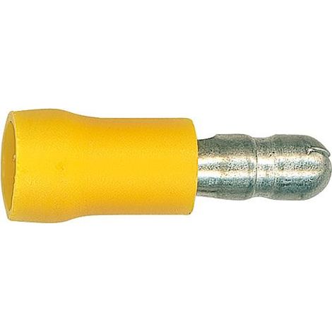 Fiche coaxial semi-isolee 5,5 mm², 5,0 mm couleur jaune, emballage : 100 pcs (1/2)