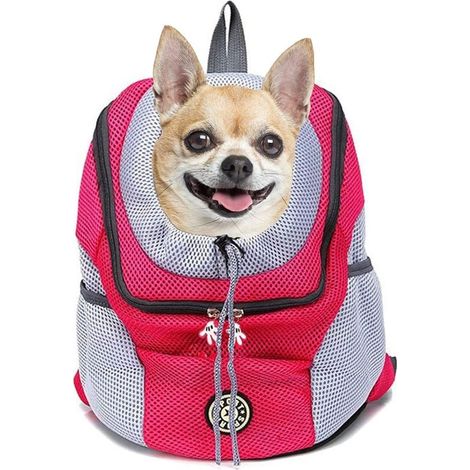 LaBlanc Sac à Dos de Transport pour Chien - Respirant,Imperméable - pour Petits Chiens et Chats - Sac à Dos de Transport réglable - rose rouge - pour randonnée, Voyage en Plein air - M (1/5)
