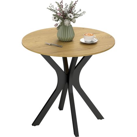 Esstisch Küchentisch Runder Tisch, Modernes Design, 78 cm x 78 cm x 75 cm, Naturholz (1/5)