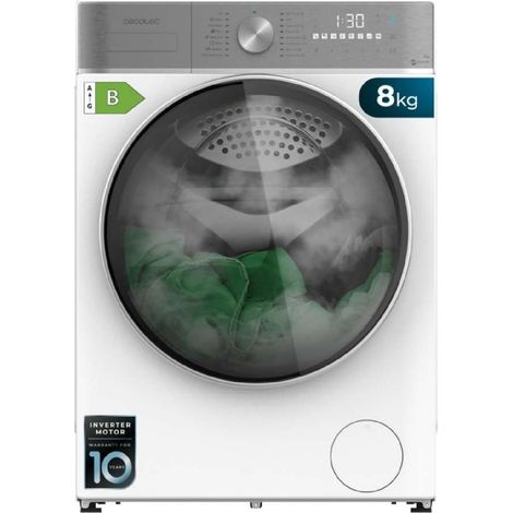 Cecotec Lavadora Secadora 8-5Kg Carga Frontal Bolero Wash&Dry 8580 Inverter A, 1400 rpm, 16 programas, Motor Inverter Plus, SteamMax, OnSmart, Fuzzy Logic, SpaCare y Detector de Carga