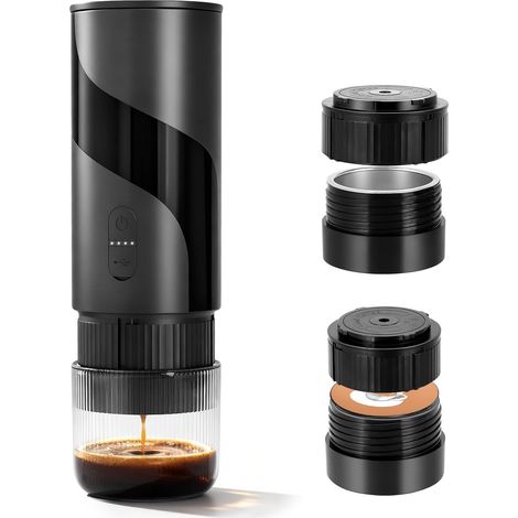 Cafetière de Voyage Compatible avec 3.52.8cm Capsule et Café Moulu,Réservoir D'eau de 100 ml, Cafetières à Expresso à Capsules 20Bar Rechargeable pour Camping (1/5)