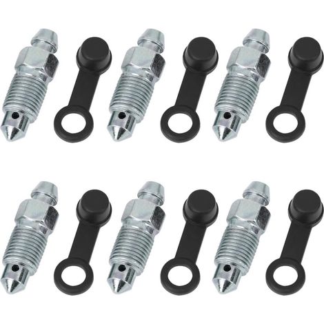 Lot de 6 vis de purge de frein en alliage de zinc, M10 x 1,0 mm, avec capuchons antipoussière, pour maître-cylindre et étriers de frein de motos et vélos (1/5)