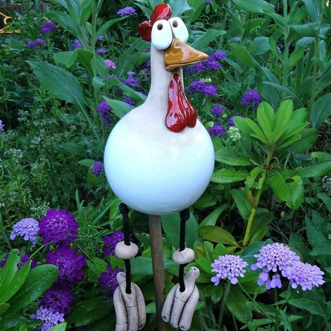 1 Statue de jardin, Coq en résine humoristique, Décoration extérieure, Figurine animale pour cour, Patio (1/4)