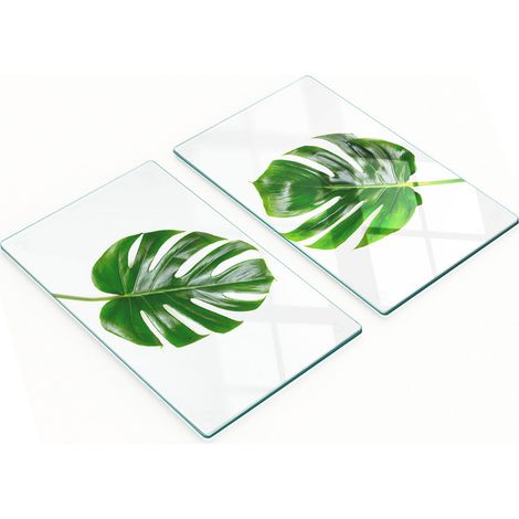 Planches à découper en verre pour la cuisine, motif feuilles tropicales, 2 x 30 x 52 cm (1/5)