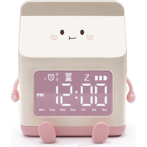 Réveil Enfant Design Biberon/Lait - Pour Filles - Fonction Snooze, Entraînement au Sommeil - Pour École ou Maison (1/5)