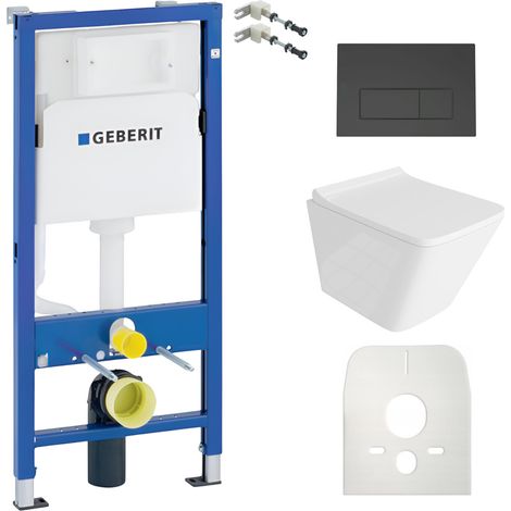 GEBERIT WC Set mit Vorwandelement, Wand-WC und Spülknopf (1/5)