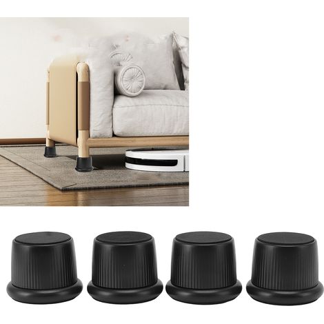 Mini tapis de protection réglables en hauteur pour machines à café, résistants à l'usure et antidérapants, adaptés aux canapés, meubles et sols. (Noir) (1/5)