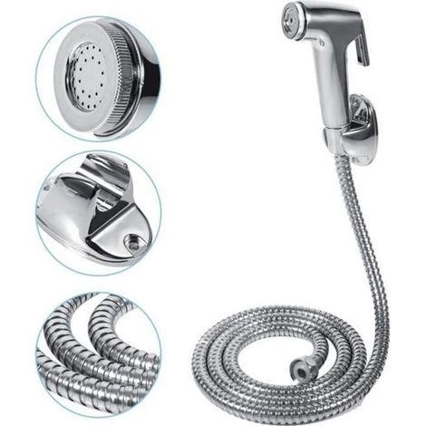 Kit Douchette Bidet WC Pulvérisateur de douche pour l\'hygiène intime Douchette à Main Support De Tuyau Fixation (1/4)