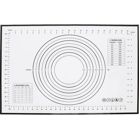 Tapis de Cuisson en Silicone Anti-Dérapant avec Échelle pour Pâtisserie - Noir