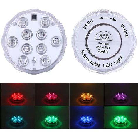 2pcs Underwater Light, Waterproof Magnetic Pool Lights LED Underwater Lights with Remote Control Timer IP68 13 LED Color Changing LED Underwater Festival Lighting