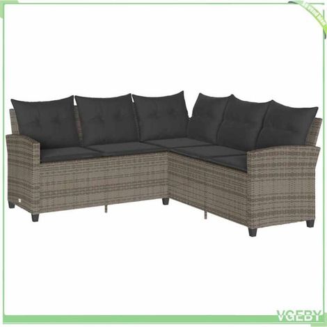 Canapé en L - FAFEICY - 365416 - Résine tressée gris - Coussins déhoussables - 184x184x80 cm (1/5)