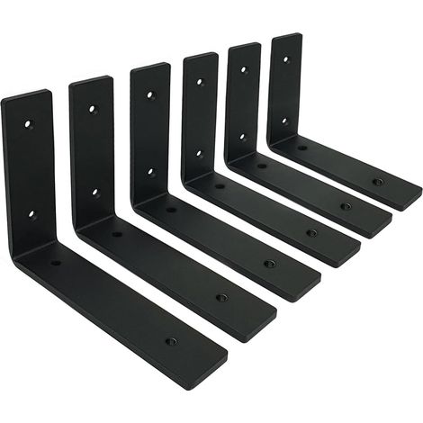 Lot de 6 Equerre Etagere Murale, Supports Pour étagères Lourdes Industrielles, Equerre Charge Lourde, Supports en L, 5 mm d'épaisseur avec Vis (15 cm) (1/5)