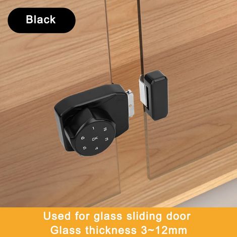 (Noir) Serrure à combinaison électrique pour vitrines, adaptée aux vitrines à portes coulissantes en verre. (1/4)
