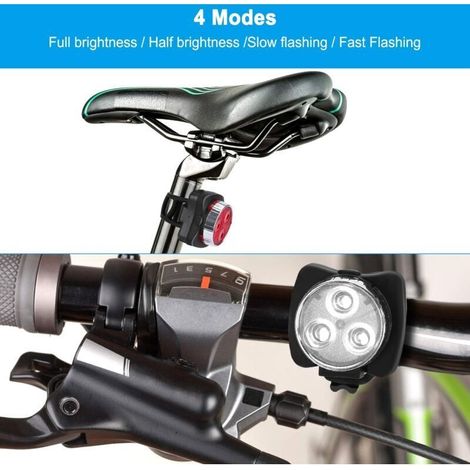 Lampe LED Vélo Rechargeable, 4 Modes, USB Antichoc Impermeabile, per Bici Passeggino Campeggio (1/3)