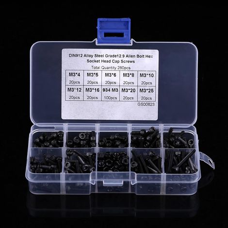 Jeu de 280 vis et écrous à tête hexagonale M3, fixations robustes en (1/5)