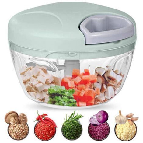 Ahlsen Manual Chopper,500 ml Chop, Cut and Mix Vegetables, Meat, Nuts, Onions Thanks to its Stainless Steel Blades for Quick and Easy Cooking (1/5)