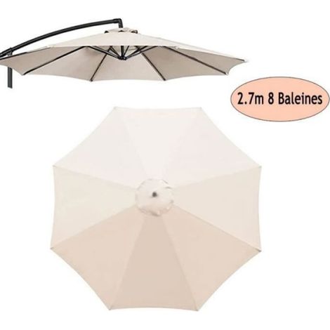 Toile De Rechange Pour Parasol - 2.7 M - Blanc - 8 Baleines - Polyester (1/5)