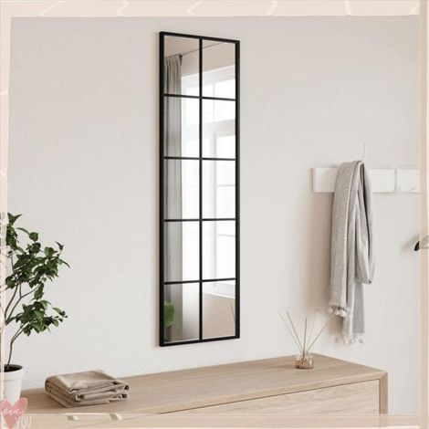 358643 Miroir mural noir 30x100 cm rectangulaire fer (1/5)