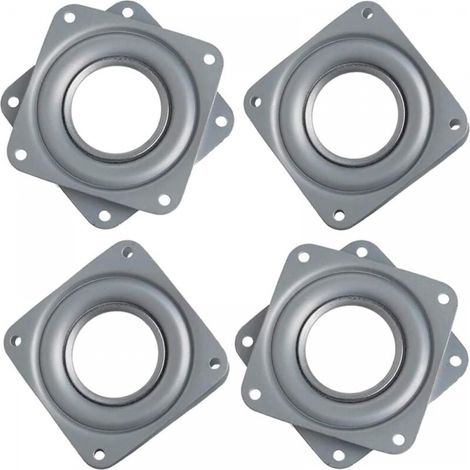 4 Stück Quadratische Schwenklager, Quadratische Drehteller-Schwenklager-Schwenkplatte, Lazy Susan-Schwenkplatte, Lager-Schwenkplatte für Tischstuhl, Fernsehsofastuhl (Silber)