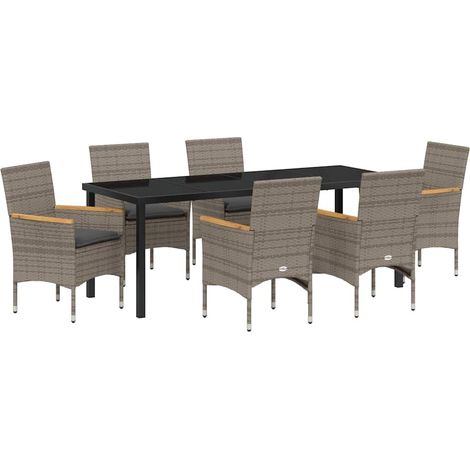 Maison Exclusive - Set da Pranzo per Giardino con cuscino 7 pcs Grigio polyrattan