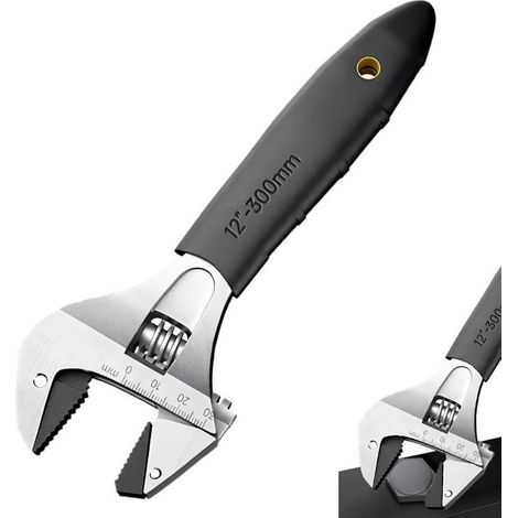 Chiave a cricchetto regolabile (25 cm), chiave regolabile bloccabile – Utensile rotante portatile in acciaio al carbonio per la manutenzione di tubature domestiche, riparazioni di docce e viti meccani