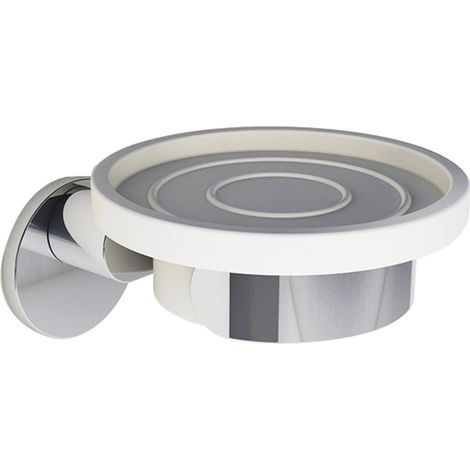 Portasapone Round in metallo cromato e vetro satinato 11 × 5,5 × H12 cm (1/3)